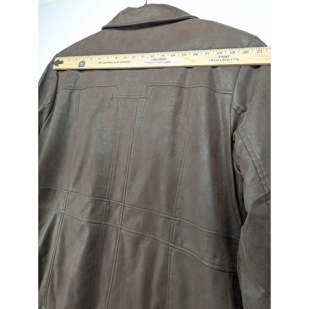 Giacca Brown Faux Leather Button Front Jacket Womens‎ 2X Quilted Lining - Picture 6 of 9